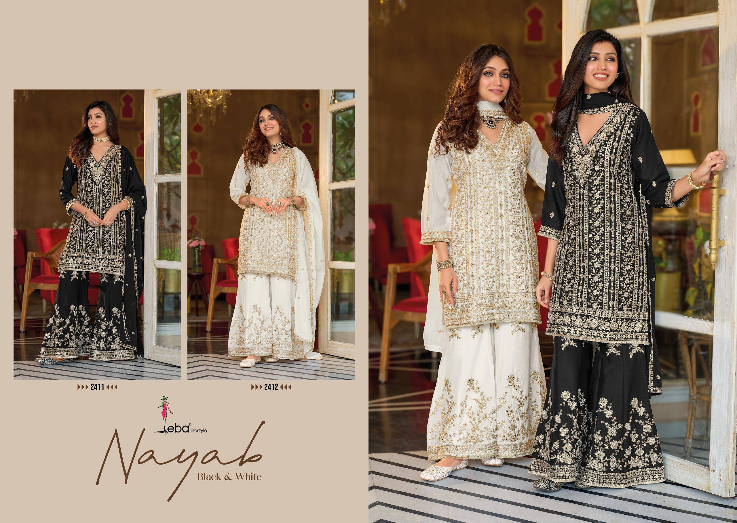 Nayaab By Eba Lifestyle 2411 To 2412 Series Ready To Wear Heavy soft organza Dresses At Wholesale Price